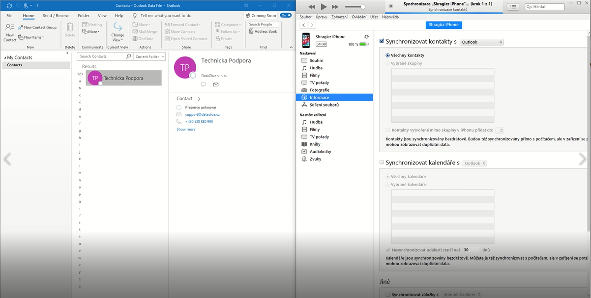 Import kontaktů z iPhone do Office 365