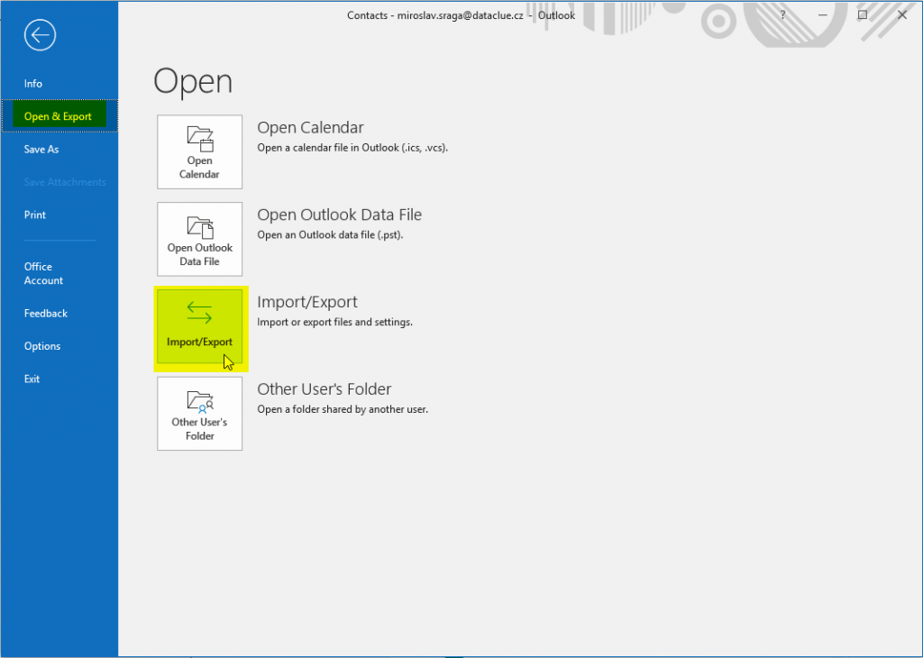 Import Outlook Data File