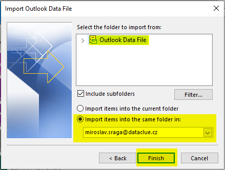 Import Outlook Data File