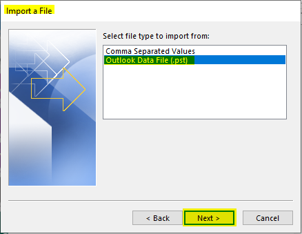 Import Outlook Data File (PST)