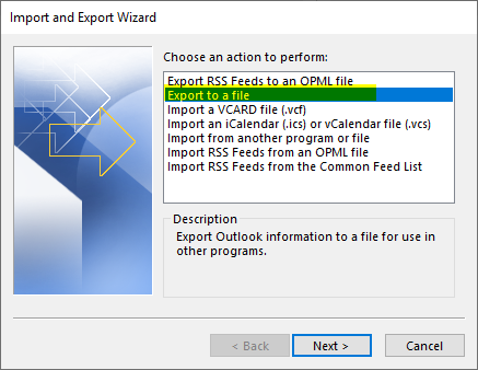 Outlook Export