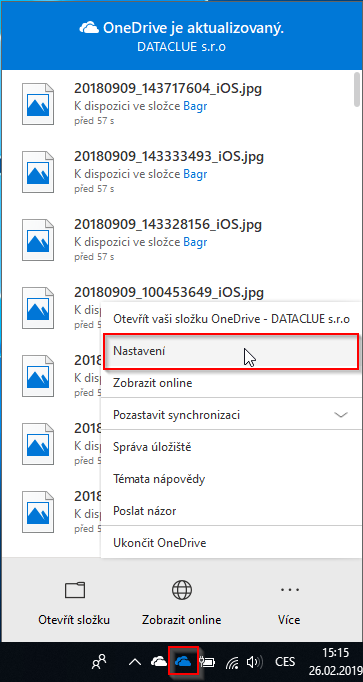 OneDrive - Nastavení