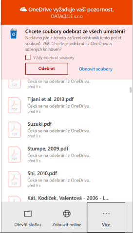 OneDrive - hromadné smazání